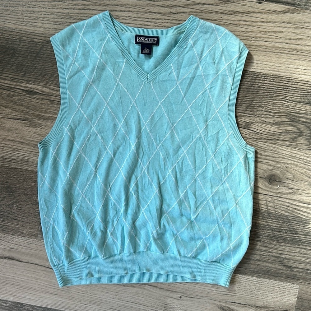 Lands End sweater vest light blue women’s large‎ 14-16